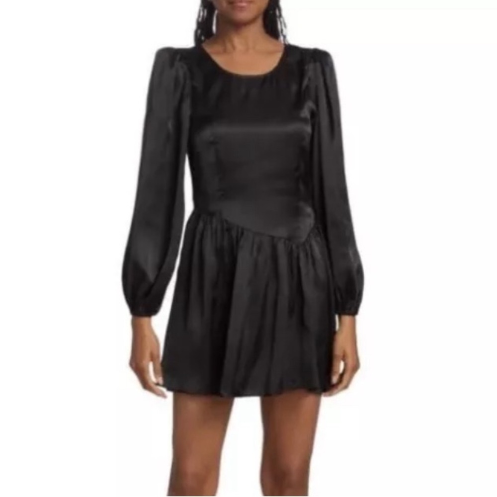 Womens Love Shack Fancy Garcia Satin Mini Dress, Black, size 2, EUC!